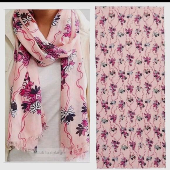 778 Vera Bradley Soft Fringe Scarf Wrap HOPE BLOOMS Pink Floral Flowers NWT - Picture 1 of 4
